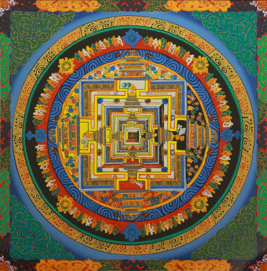 Nepalese Hand-Painted Kalachakra Mandala Thangka: A Sacred Map of Tibetan Buddhism’s Tibetan Buddhist Thangka Painting