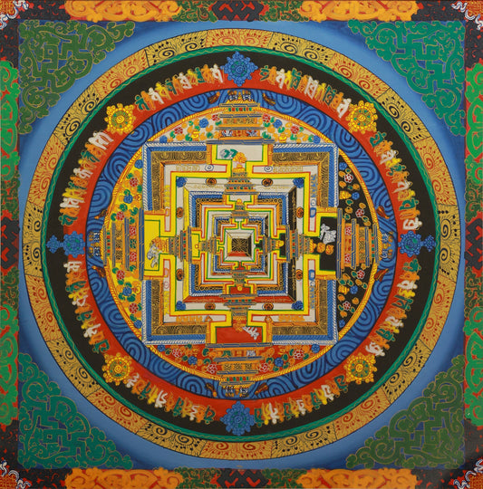 Nepalese Hand-Painted Kalachakra Mandala Thangka: A Sacred Map of Tibetan Buddhism’s Tibetan Buddhist Thangka Painting