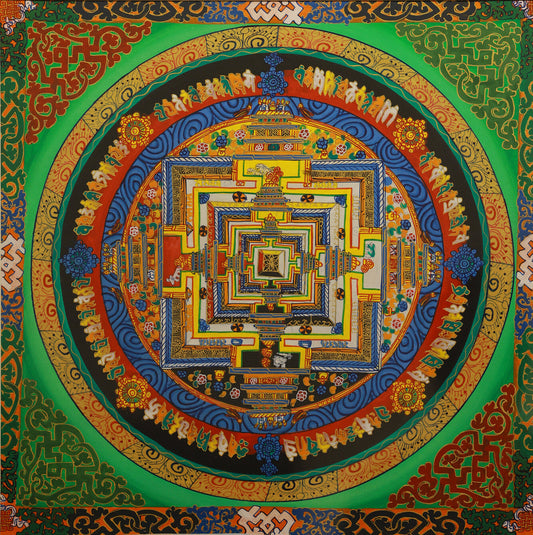 Nepalese Hand-Painted Vajrasattva Mandala Thangka: A Mineral Pigment Epic of Tibetan Tibetan Buddhist Thangka Painting