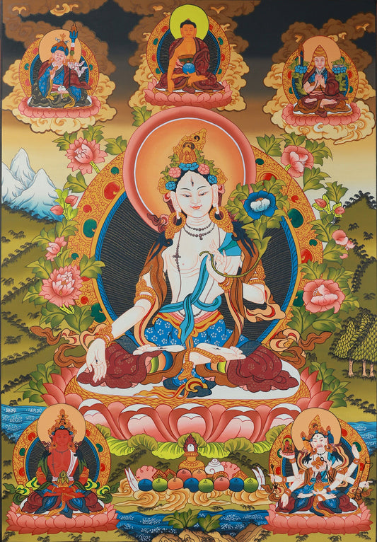 White Tara: The Compassionate Mother of Longevity in Tibetan Buddhism – Decoding the Wisdom of a Millennium-Old Faith Through Thangka Art