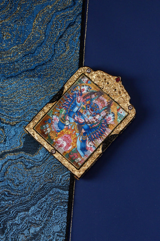 Yamantaka Thangka Pendant: Wearable Wisdom of the "Conqueror of Death" (Regong Craft)