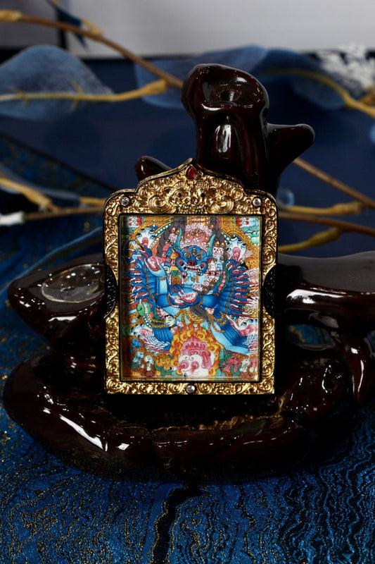Tibet Yamantaka (Vajrabhairava) Buddhist Pendant: A 4x5cm Miniature of Tantric Protection Tibetan Buddhist Jewelry
