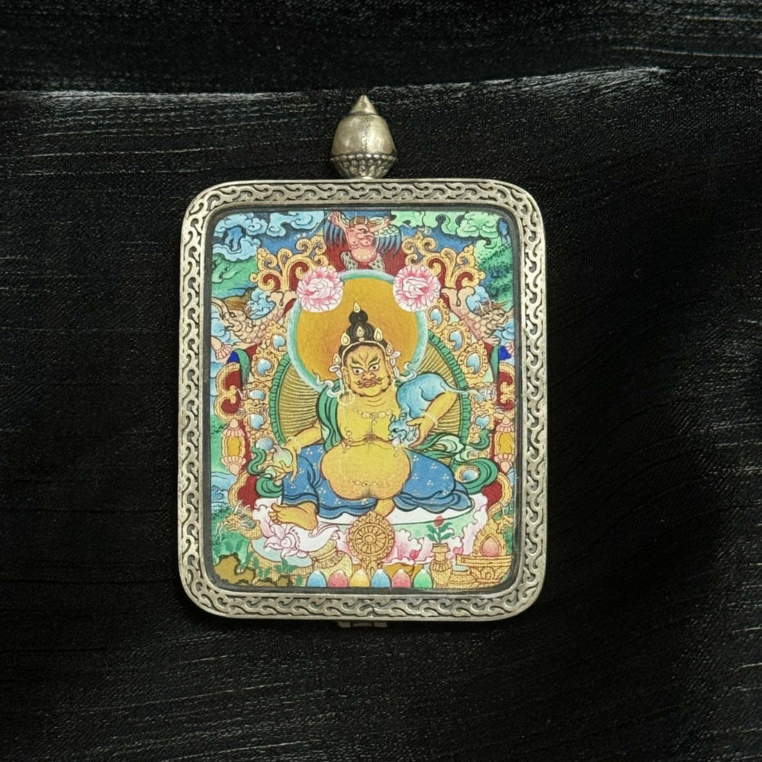 4x5cm Menri Yellow Jambhala Buddhist Pendant: The Wealth Deity of Blessings and Tibetan Buddhist Jewelry