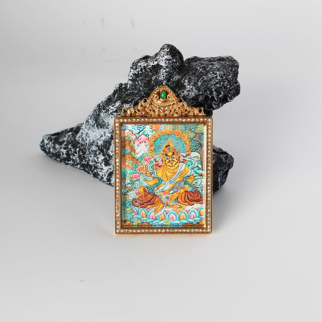 4x5cm Nepal Premium Yellow Jambhala Buddhist Pendant: The Wealth Bestowing Tibetan Buddhist Jewelry