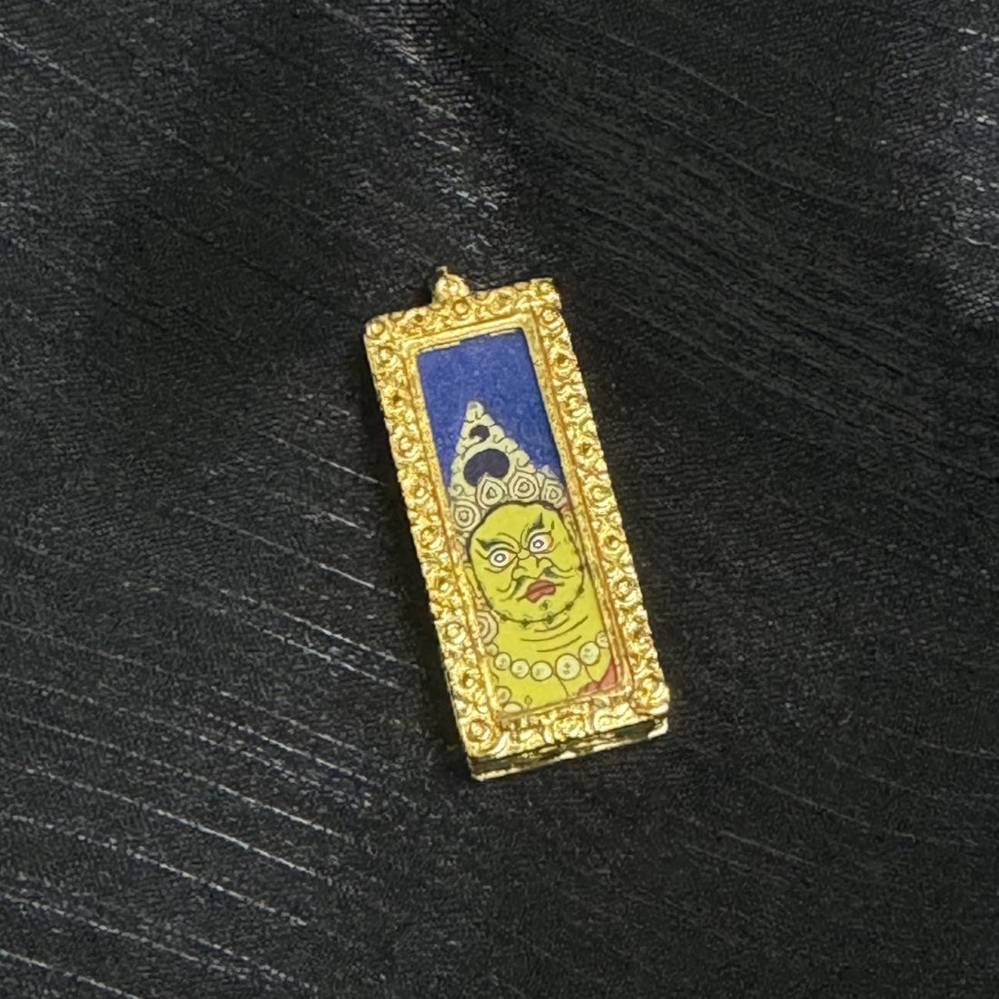 Rebgong Buddha Head Yellow Jambhala Thangka Pendant: The King of Wealth, Fortune and Dharma