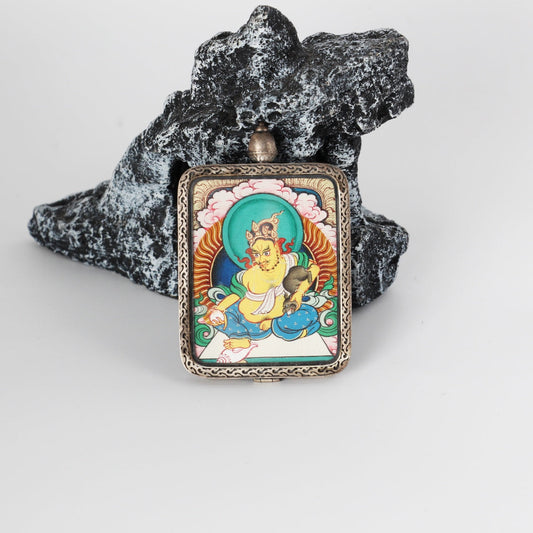 3.5x4.5cm Rebgong Yellow Jambhala Buddhist Pendant: The Wealth Bestowing Tibetan Buddhist Jewelry