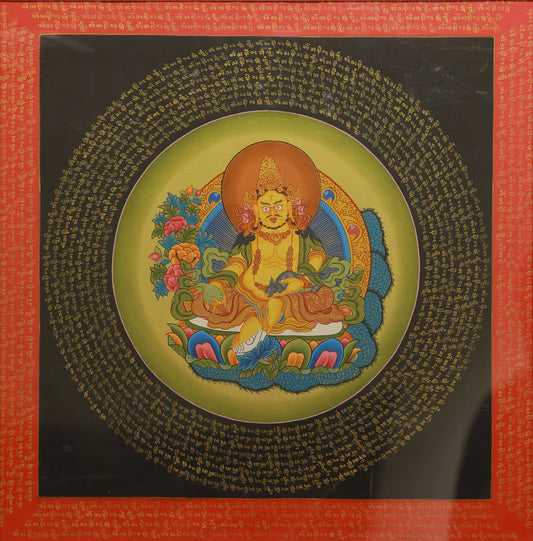 Yellow Dzambhala: The Wealth Protector in Tibetan Buddhism and the Compassionate Blessing of the Six-Syllable Mantra Beneath Black-Gold Thangkas
