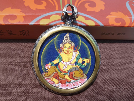 3.5cm Hand-Painted Yellow Jambhala (黄财神·瞻巴拉) Buddhist Pendant: Wealth & Tibetan Buddhist Jewelry