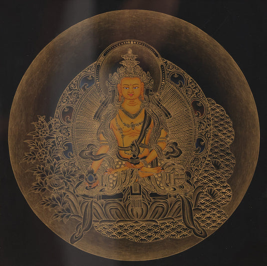 Black-Gold Thangka "Yellow Manjushri Bodhisattva": A Thousand-Year Legacy of Tibetan Buddhist Wisdom Aesthetics