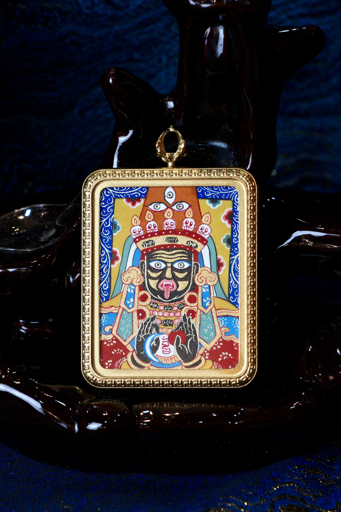 3.5×4.5cm Qinghai Zaki Lhamo Buddhist Pendant: A Collectible Amulet of Wealth, Fertility Tibetan Buddhist Jewelry