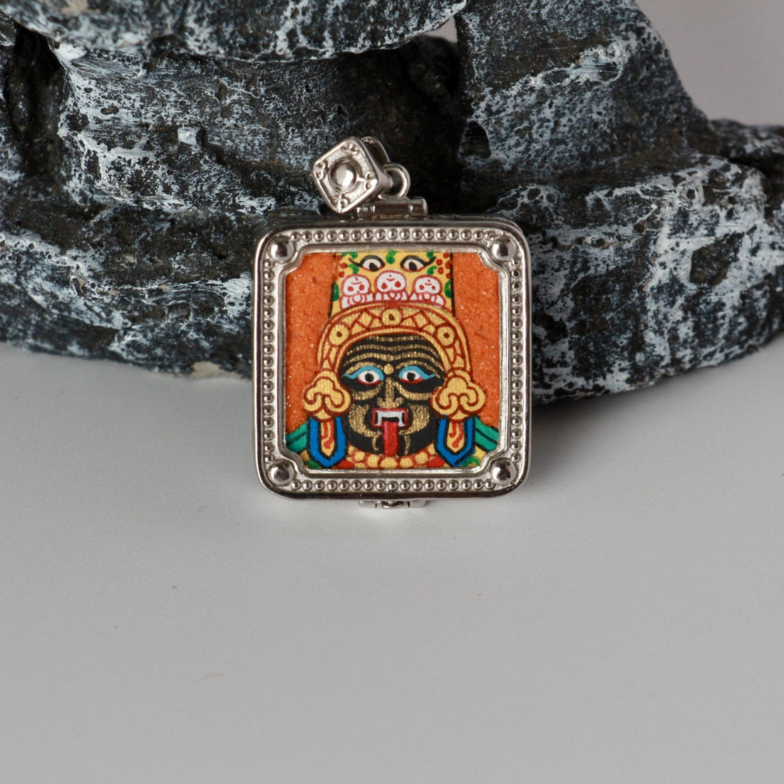 2x2cm Nepal Rough Zhagilamu 925 Silver Buddhist Pendant: The Female Wealth Guardian of Tibetan Buddhist Jewelry