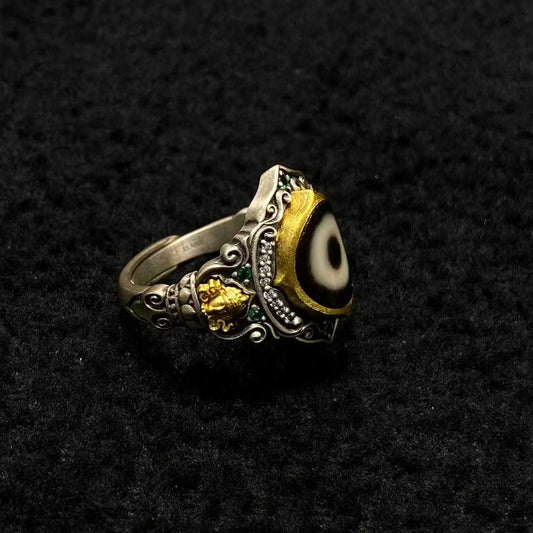 tibetan-buddhist Handmade S925 Silver Green Tara Ring