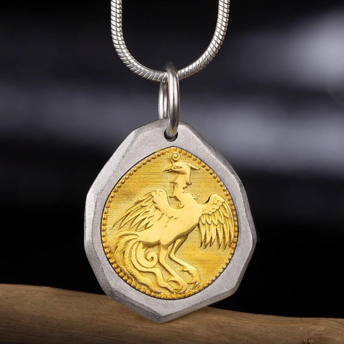 tibetan-buddhist · Phoenix 925 Silver Pendant – Handmade Spiritual Necklace (Leather/Silver Chain)