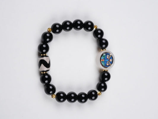 tibetan-buddhist Vajrapani Mini Thangka Bracelet | Hand-Painted Tibetan Buddha Art for Protection & Strength