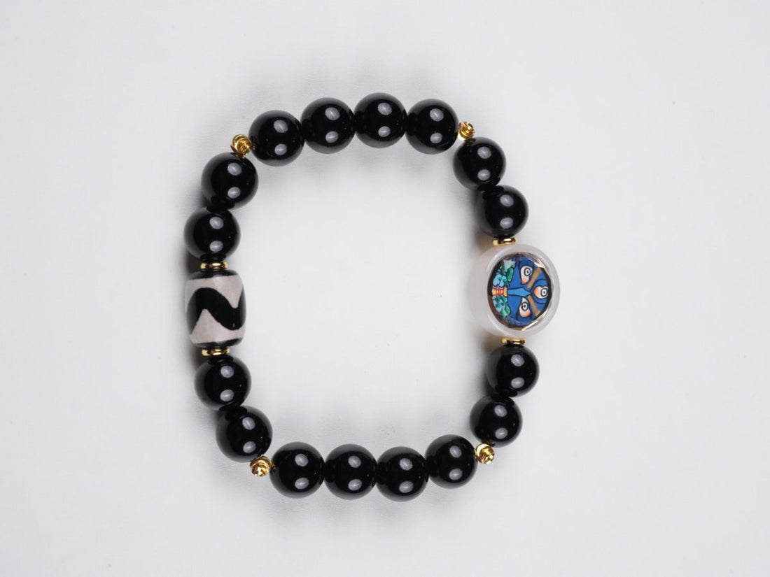 tibetan-buddhist Vajrapani Mini Thangka Bracelet | Hand-Painted Tibetan Buddha Art for Protection & Strength