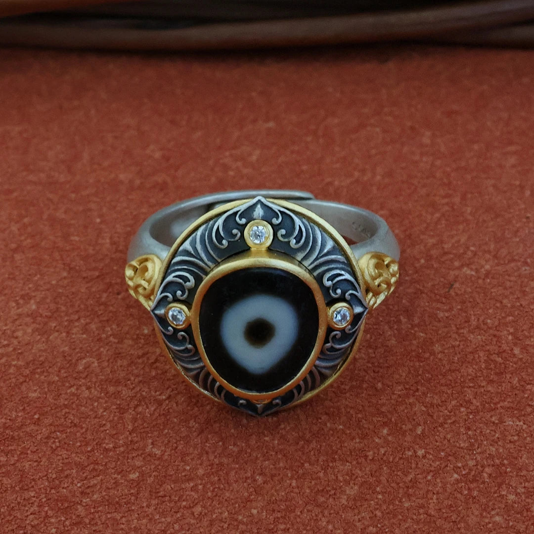 tibetan-buddhist silver hand-painted One-Eye Bead Tibetan Buddhist Jewelry