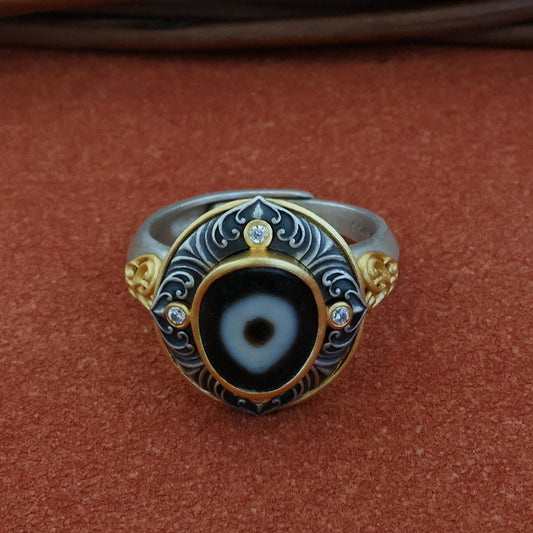 tibetan-buddhist silver hand-painted One-Eye Bead Tibetan Buddhist Jewelry