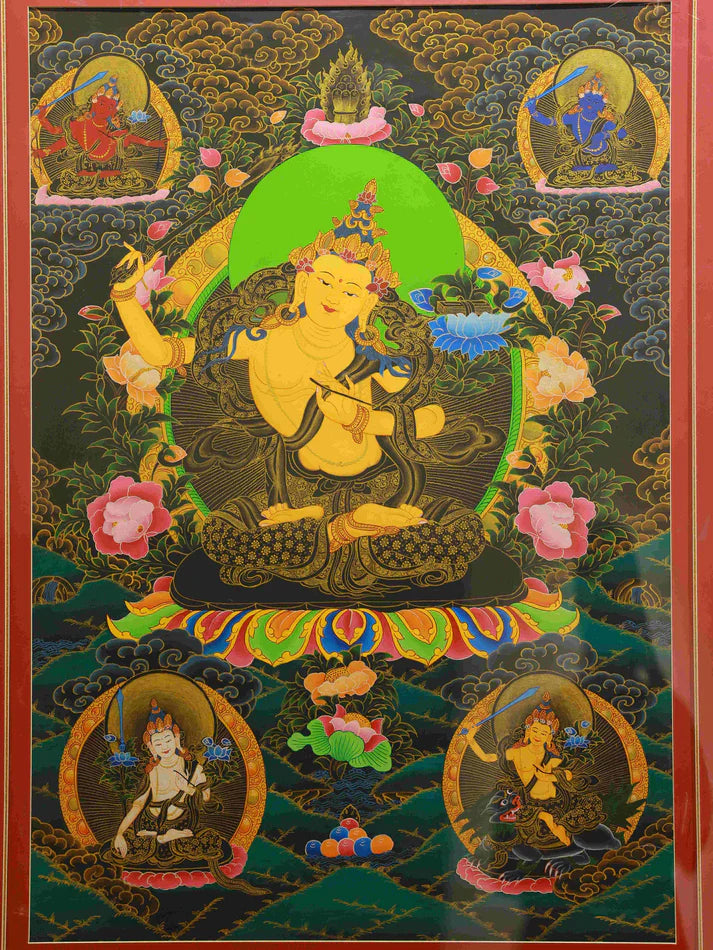 Tibetan Hand-Painted Thangka | Manjushri Wisdom Mandala: The Underrated "Portable Wisdom Sanctuary"