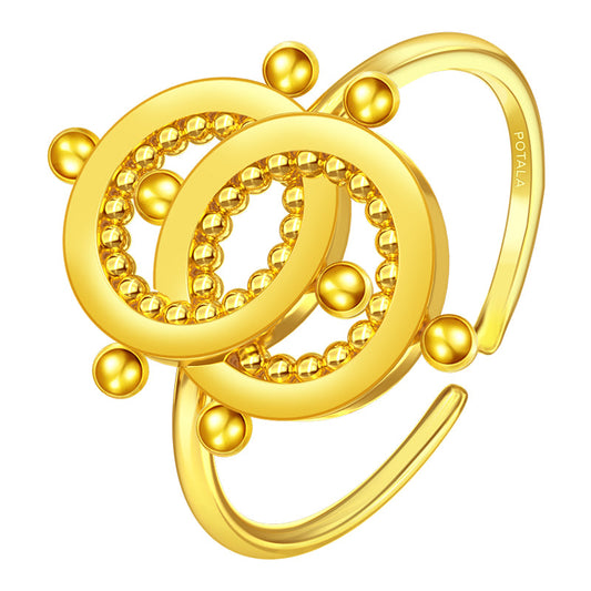 Tibetan-Buddhist Mountain-Water Friendship Ring - 925 Silver, 18K Gold Plated
