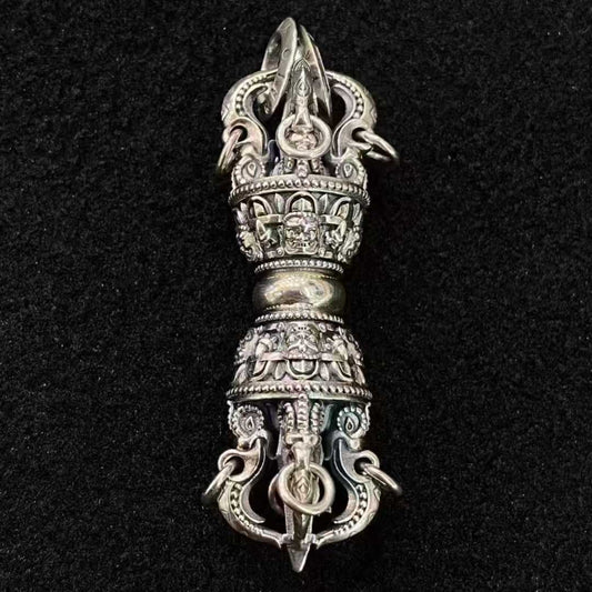 Tibetan-Buddhist S925 Para Vajra Pendant Handmade Talisman Necklace