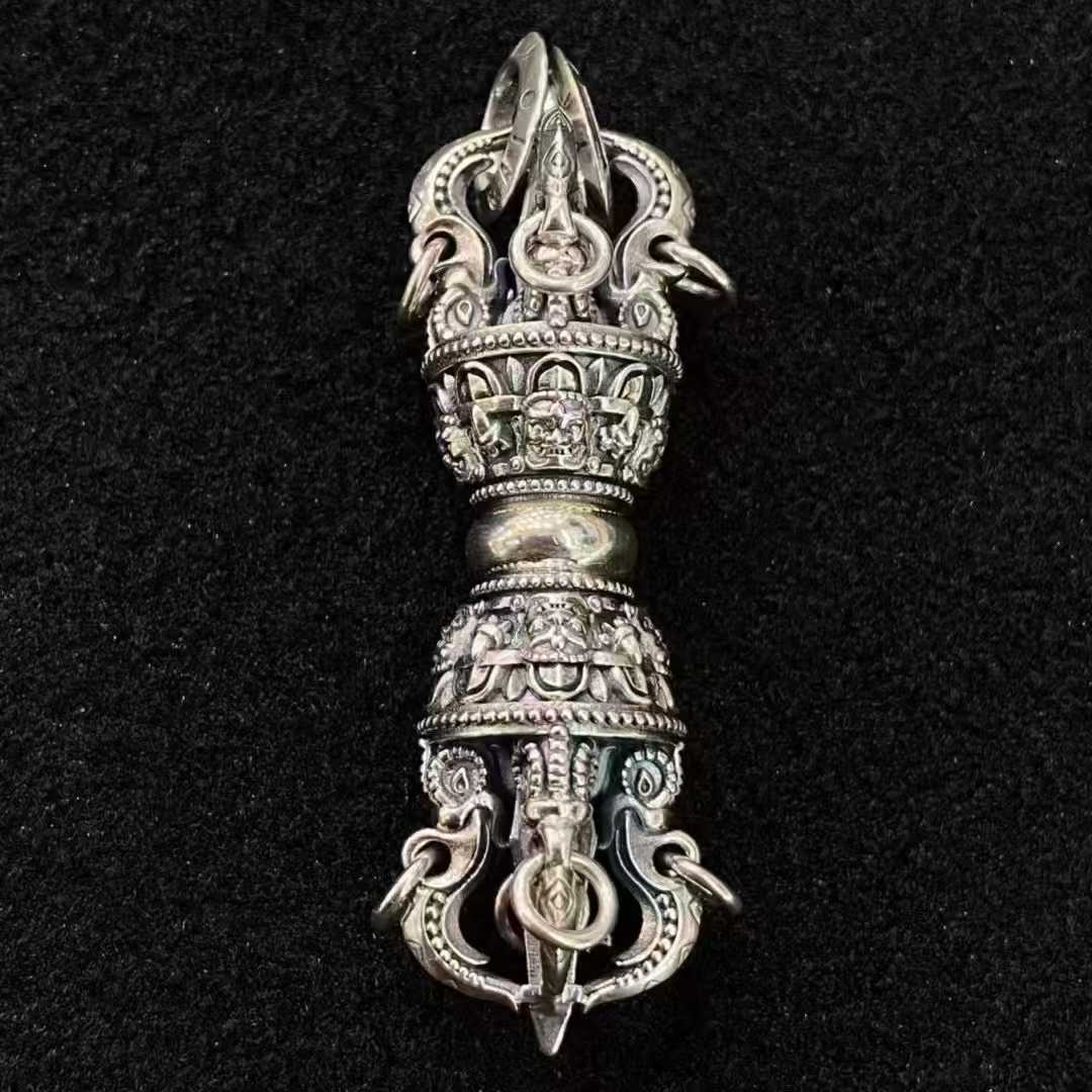 Tibetan-Buddhist S925 Para Vajra Pendant Handmade Talisman Necklace