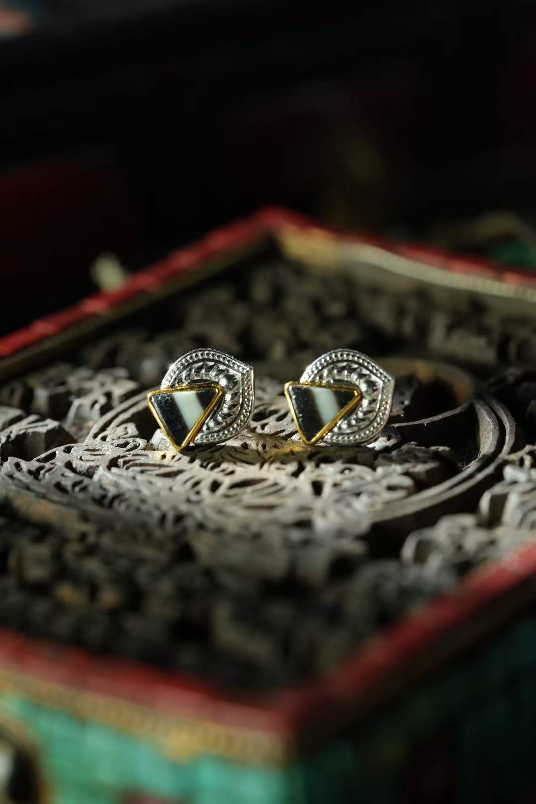Tibetan Buddhist Mount Meru Lotus Earrings in S925 Silver - Handmade Pendant Art