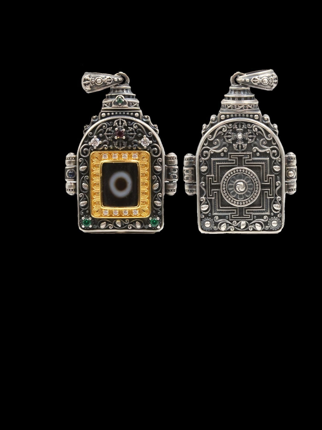Tibetan-Buddhist Gold Manjusri Pendant: Sacrificial Items Tibetan Buddhist Jewelry
