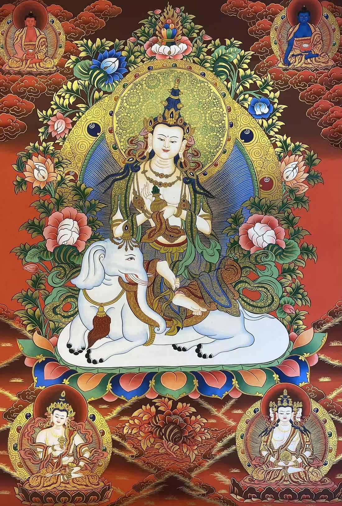Tibetan Buddhist Samantabhadra Thangka – Hand-Painted with Mineral Pigments on Canvas, Traditional Bodhisattva Sacred Art, 75x50cm