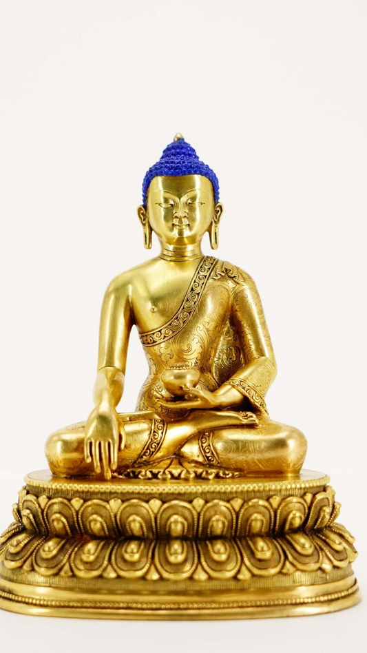 Tibetan Buddhist Gilt Shakyamuni Buddha Statue Art