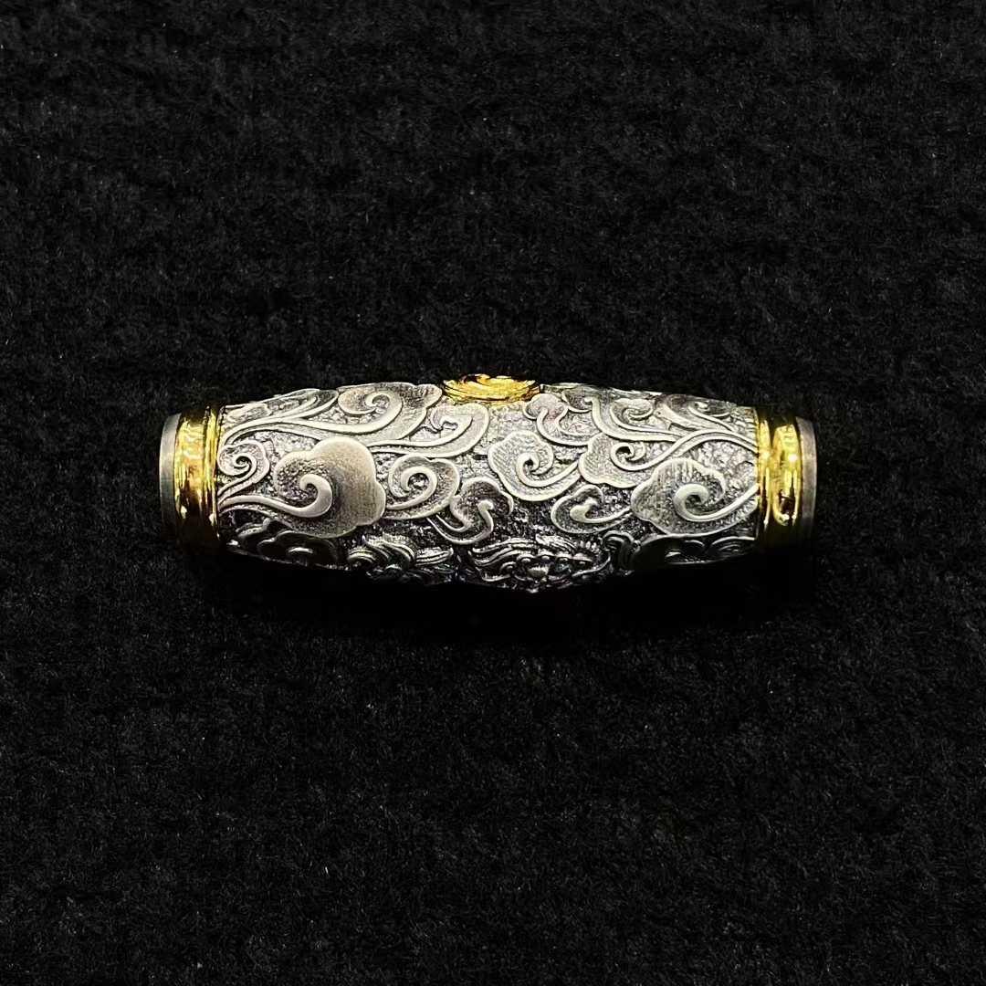 tibetan-buddhist Handmade Snow Lion Cloud Bead Pendant S925