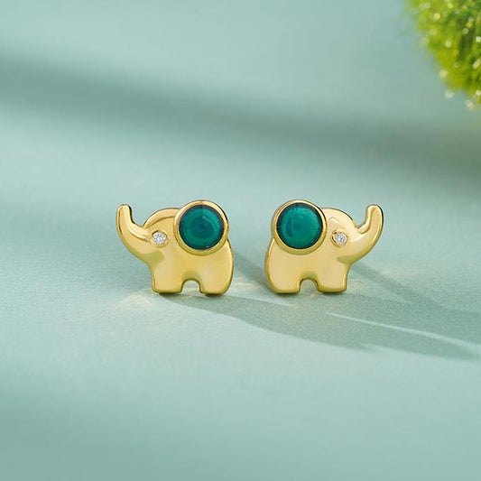 Tibetan Buddhist “Wisdom Rhino” Sterling Silver Earrings | Handmade 925 Silver Zircon Studs