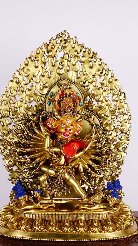 Tibetan-Buddhist Vajrapani Buddha Statue, Mineral Pigment Design