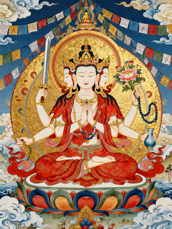 This Hand-Painted Vairocana Thangka Hides Dual Blessings: “Cosmic Perfection + Worldly Good Fortune”