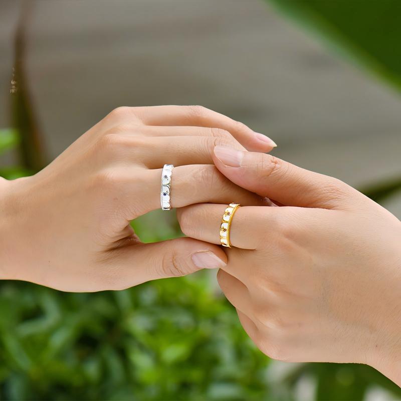  Handmade 18K gold-plated couple rings with vibrant red corundum, a stunning piece of Jewelry art for lovers.