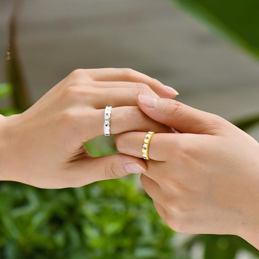  Handmade 18K gold-plated couple rings with vibrant red corundum, a stunning piece of Jewelry art for lovers.