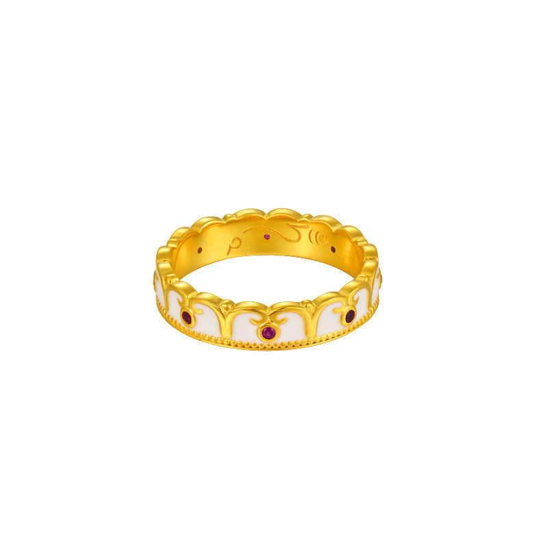 Hand-polished red corundum promise rings for him and her, showcasing exquisite Jewelry art and elegance.
