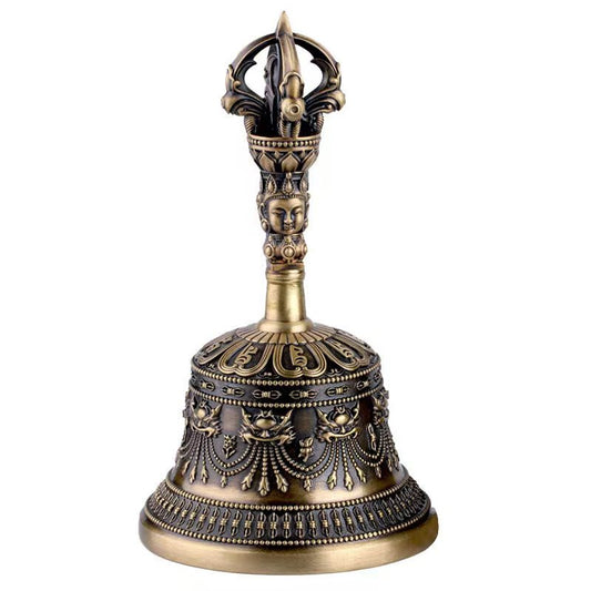 : New Brass Five-Pronged Vajra Bell, symbolizing spiritual strength and protection. Ideal for Buddhist altars, rituals, and enhancing meditation spaces.