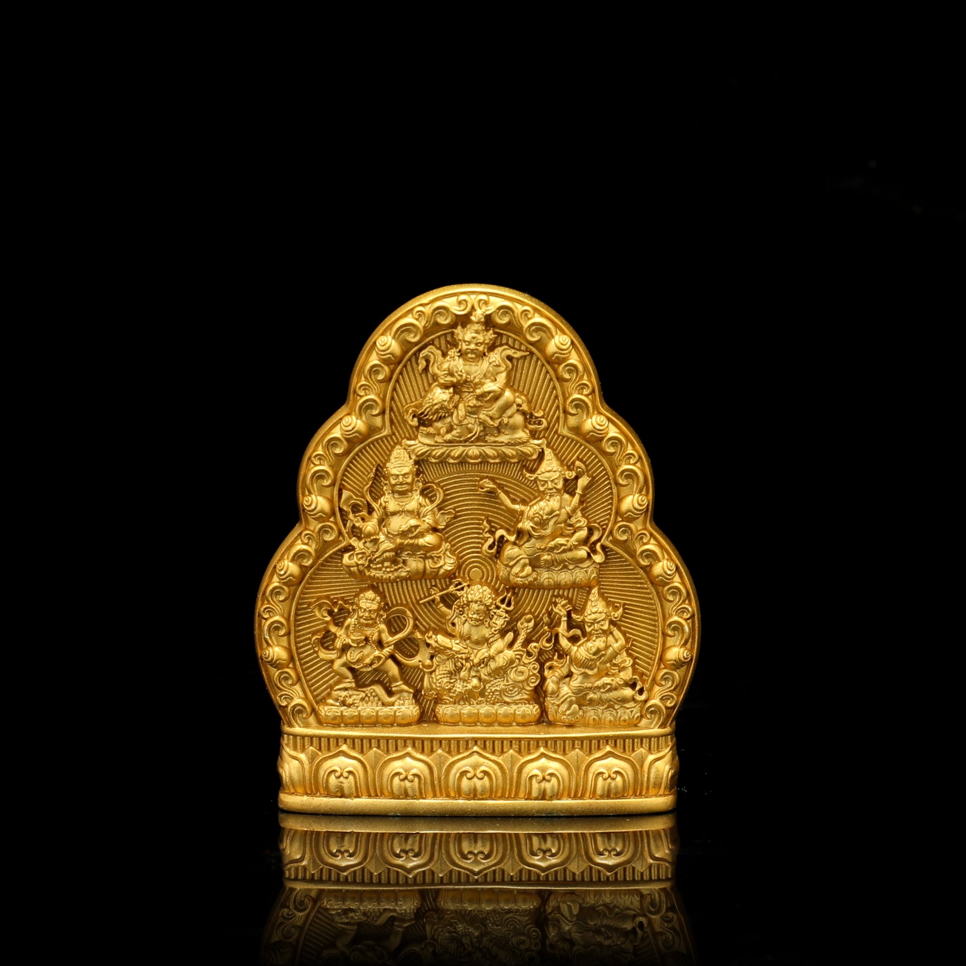 Brass Six Wealth Gods set, perfect for enhancing meditation spaces, bringing prosperity and spiritual abundance in Tibetan Buddhist rituals.
