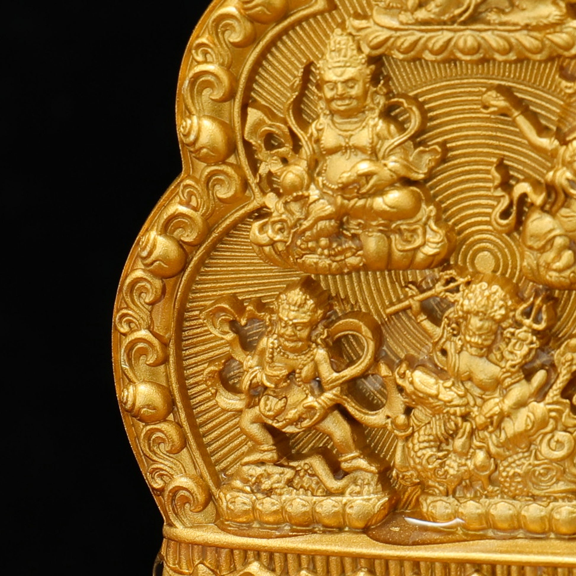 Hand-carved brass Six Wealth Gods set, symbolizing spiritual enlightenment and prosperity, deeply rooted in Tibetan Buddhist ritual implements art.