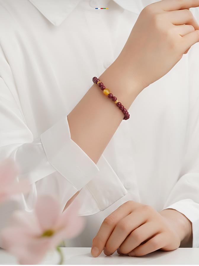 Tibetan Buddhist Jewelry Culture: 'Red Years' Cinnabar and Quartzite Jade Beads Bracelet, a hand-crafted talisman for daily protection and peace.