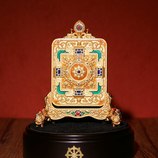 Tibetan Buddhist Hand-Painted Thangka Pendant – Akasagarbha Bodhisattva Sacred Amulet from Tibet