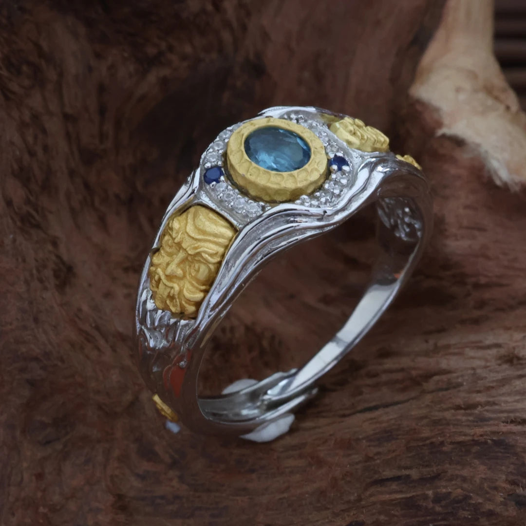 Handmade 925 silver Zaki Lhamo goddess ring, a symbol of fortune in Tibetan Buddhist Jewelry Culture and jewelry art.