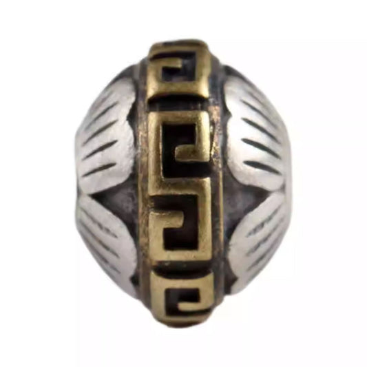 Sterling silver inlaid copper flyer bead spacer, functional jewelry art for bead alignment in Tibetan Buddhist Jewelry Culture.
