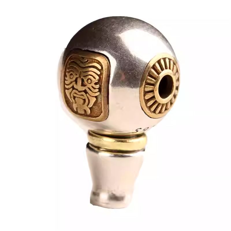 Handmade sterling silver Zaki Lamu Guru Bead on mala, a unique protector in Tibetan Buddhist Jewelry Culture and jewelry art.