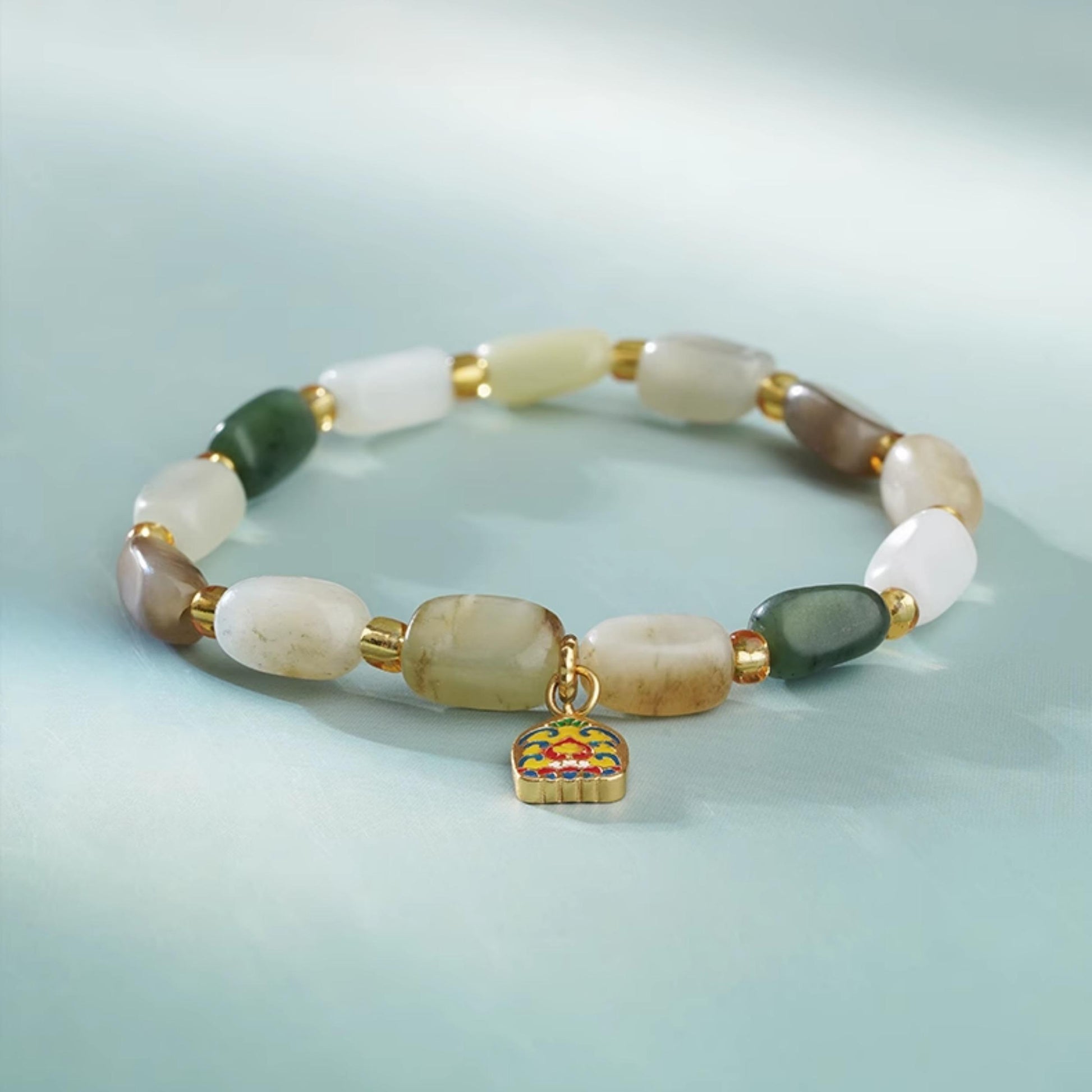 Tibetan Buddhist Jewelry Culture Meditation Bracelet Handcrafted Hetian Jade Jewelry Art