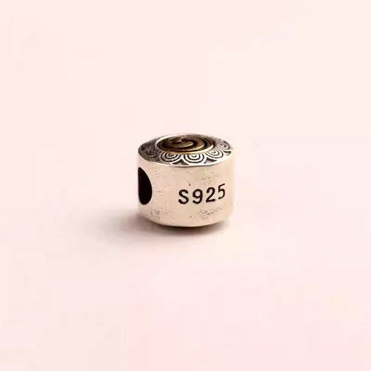 Tibetan Buddhist Jewelry Culture handmade large hole silver spacer, a versatile piece of Jewelry art for thick mala cords.