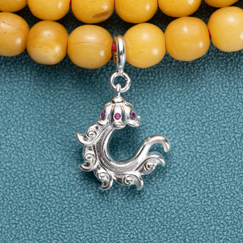 Tibetan Buddhist Jewelry Culture handmade gold-plated silver flower hook clasp, a functional piece of Jewelry art for malas.