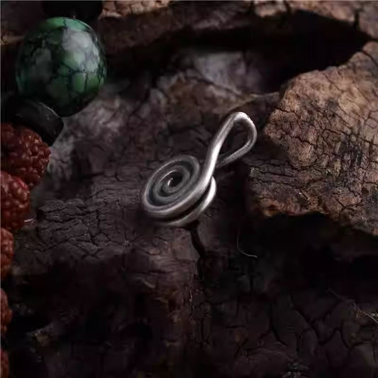Authentic handmade silver Mala accessory clip, showcasing jewelry art and Tibetan Buddhist Jewelry Culture for practitioners.