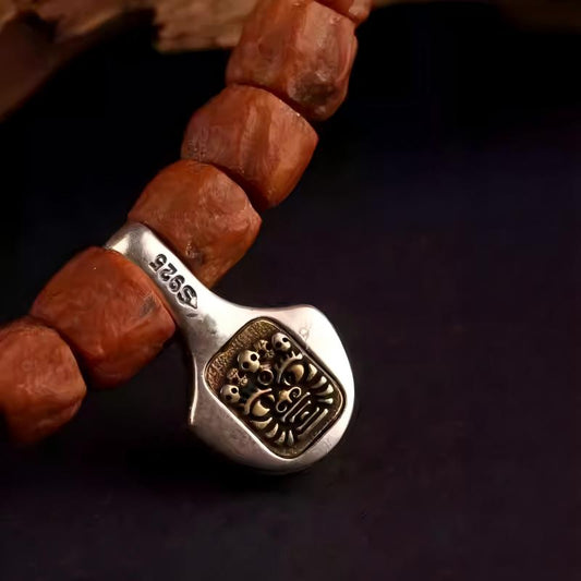  Tibetan Buddhist Jewelry Culture Vajra and Star-Moon Bodhi seed accessory with Passion Fruit seed accents. A sacred piece of jewelry art. Source