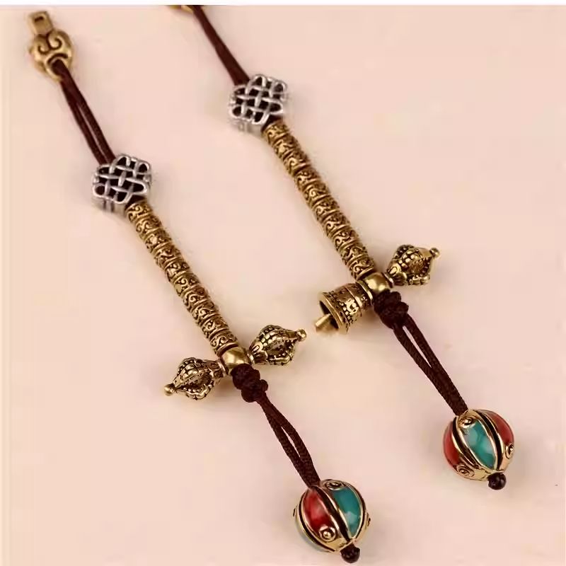  Tibetan Buddhist Jewelry Culture Vajra and Star-Moon Bodhi seed accessory parts with Passion Fruit seed accents. A sacred piece of jewelry art. 